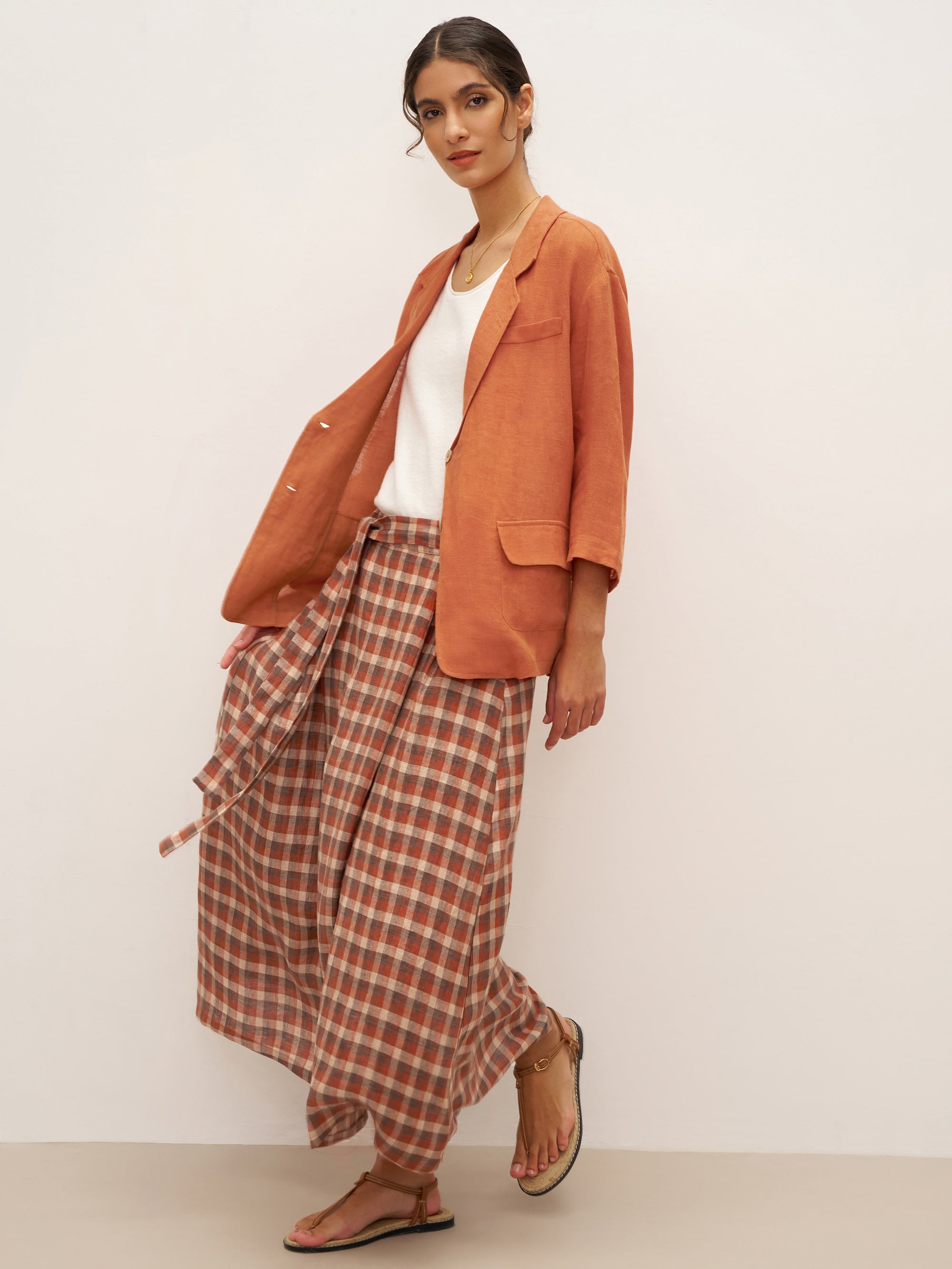 100% Linen 3/4 Sleeve Drop Shoulder Blazer DARA – LINTICO