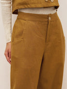 100% Linen Banana Cut Pants with Pockets EDELINE - BOTTOMS-Linen