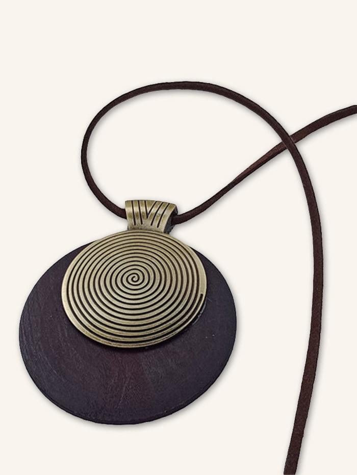 Vintage Wooden Rings Long Necklace - ACCESSORIES-Jewelry