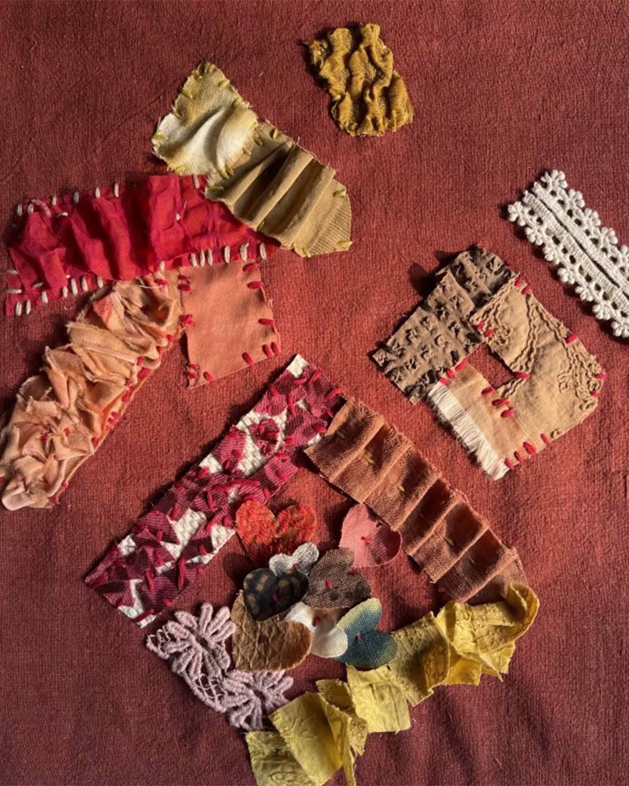 Blooming Botanical Hand-Dyed Cotton Linen Patchwork Kit (13 Swatches) - Spring Hues / One-Size - ACCESSORIES-Others