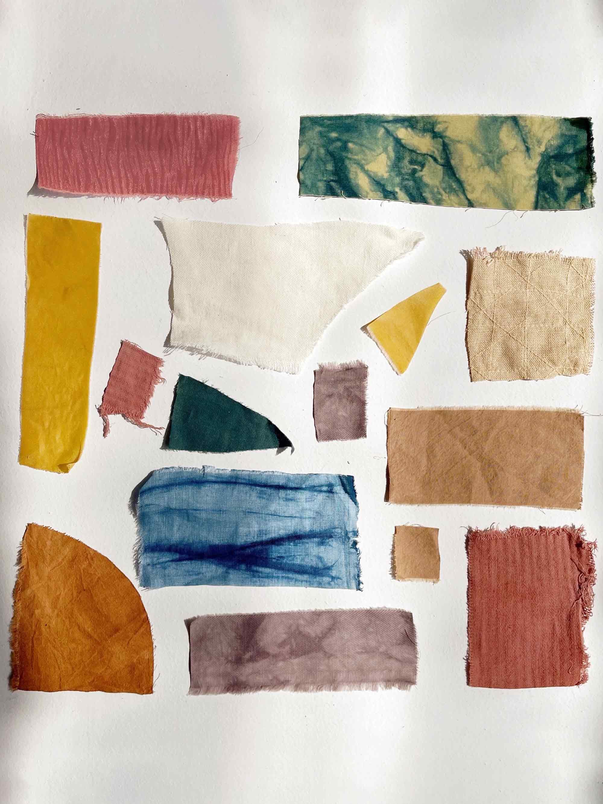 Persimmon Plant-Dyed Cotton Linen Silk Patchwork Kit (17 Swatches) - Soft Hues / One-Size - ACCESSORIES-Others