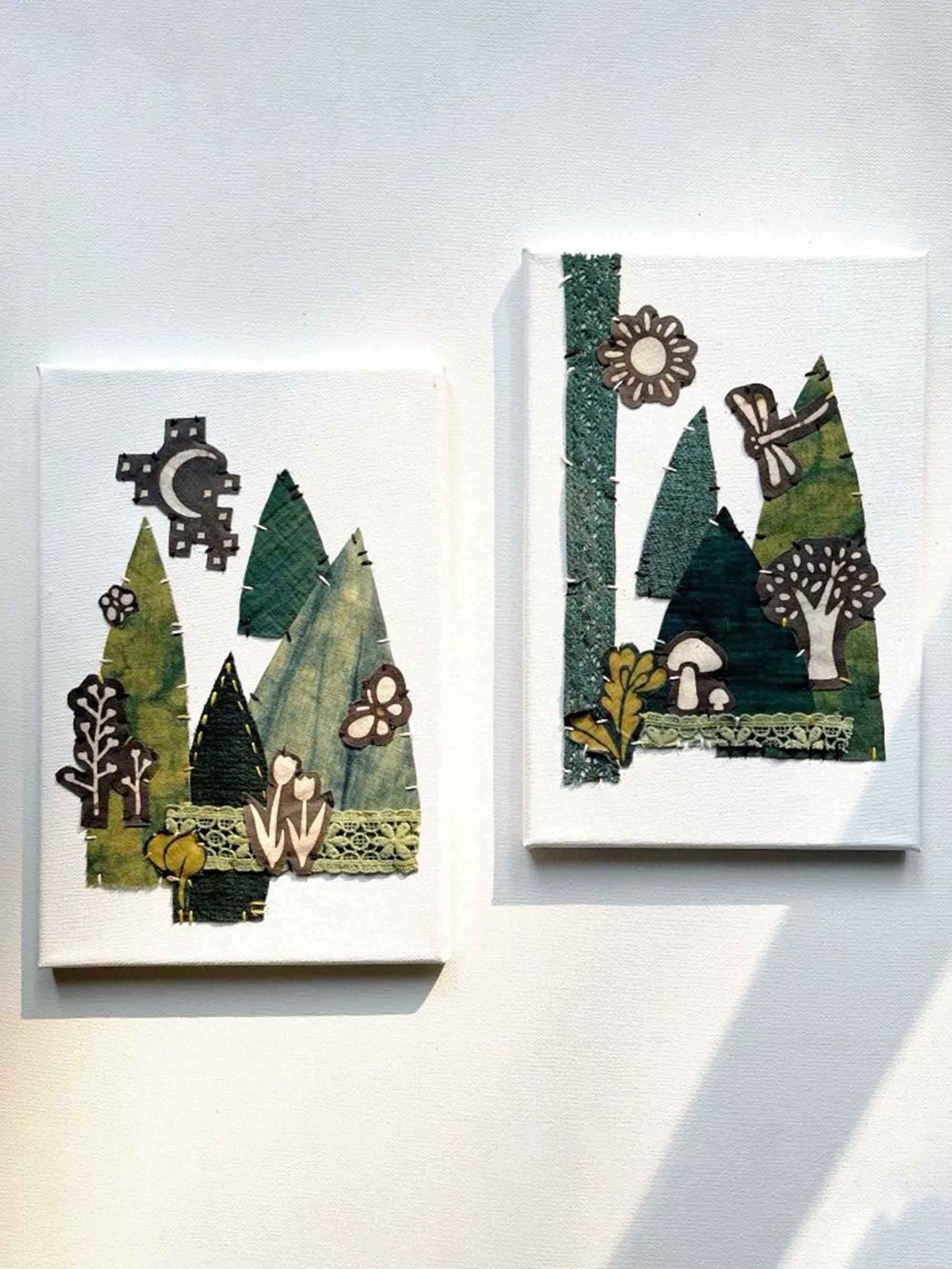 Tea-Dyed Decorative Fabric Patches for Diy Journals (5 Pieces) - ACCESSORIES-Others