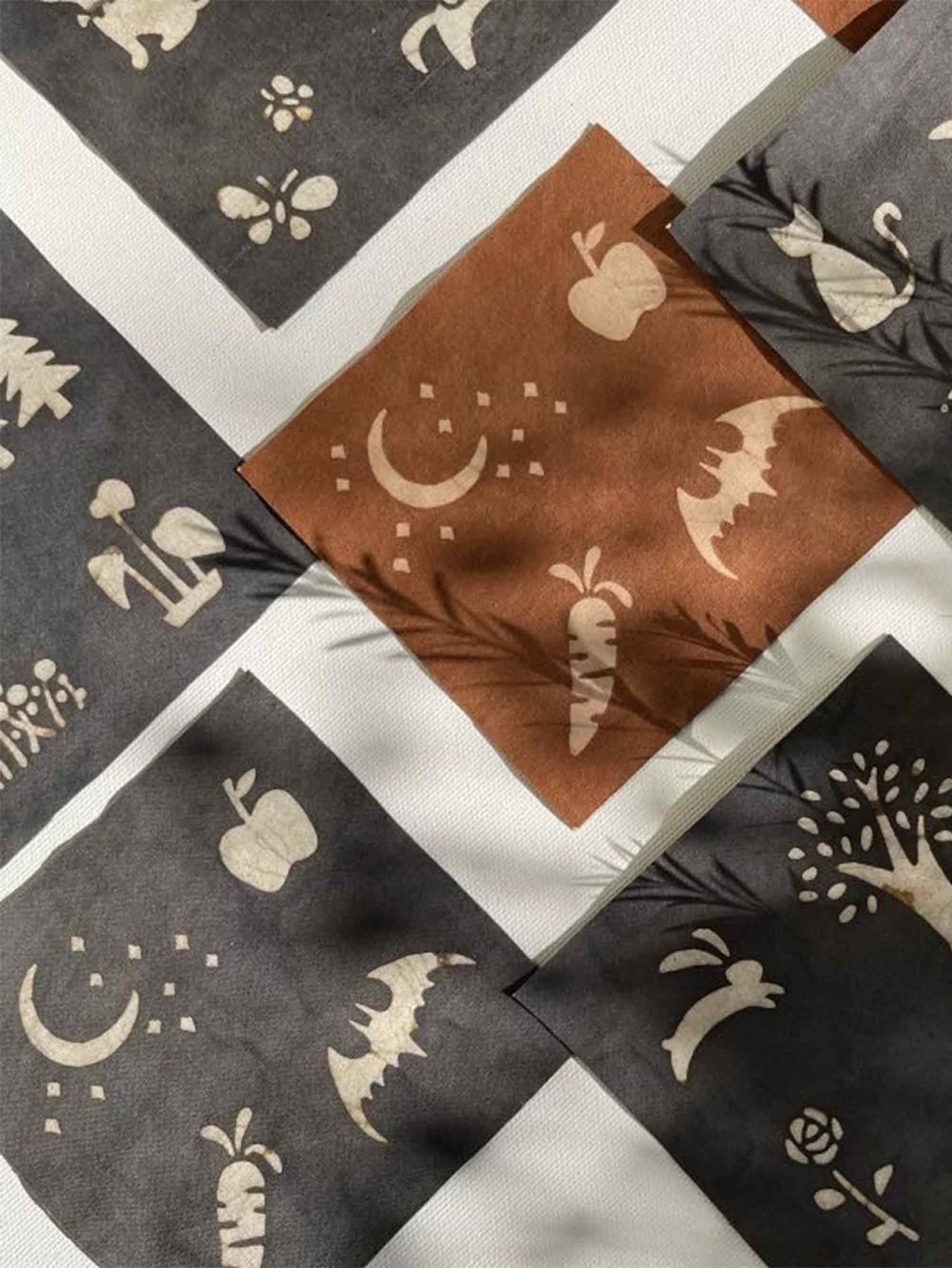 Tea-Dyed Decorative Fabric Patches for Diy Journals (5 Pieces) - ACCESSORIES-Others