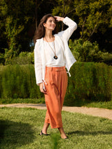 100% Linen High Waisted Ankle Pants DALLAS - BOTTOMS-Linen