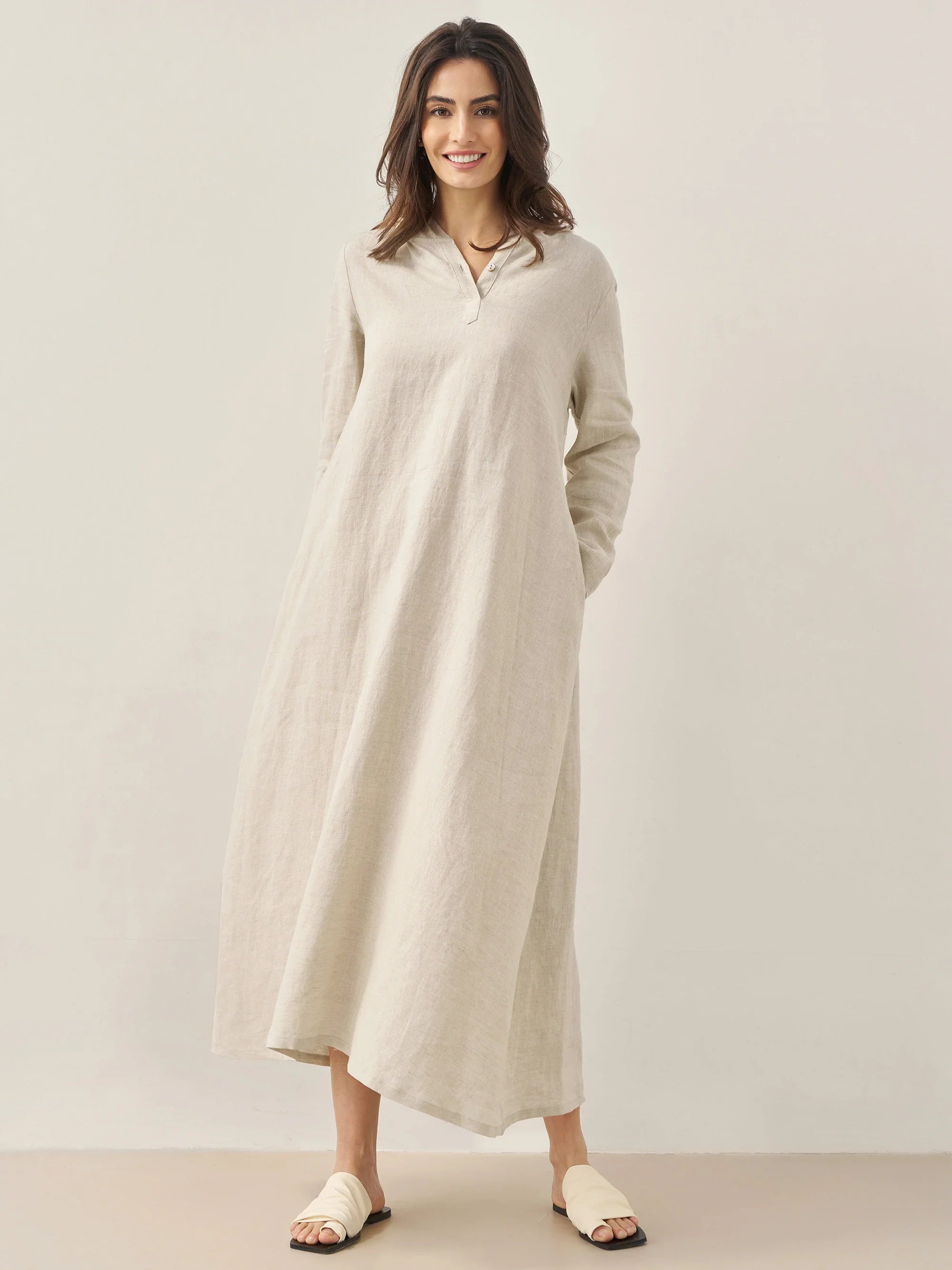 linen hoodie dress Black Linen Hoodie Dress with Zipper made of Pure Linen