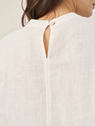 100% Linen Mock Neck Long-Sleeve Top - TOPS-Linen Blouses