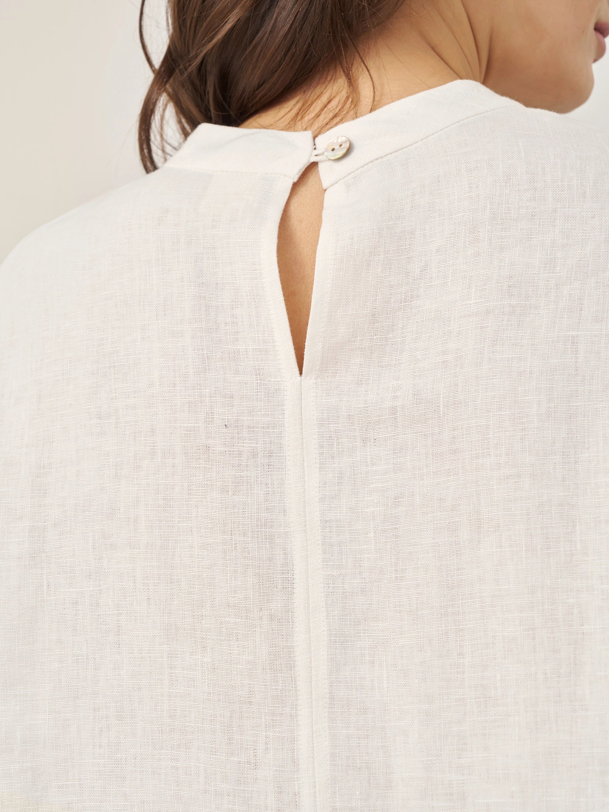 100% Linen Mock Neck Long-Sleeve Top - TOPS-Linen Blouses