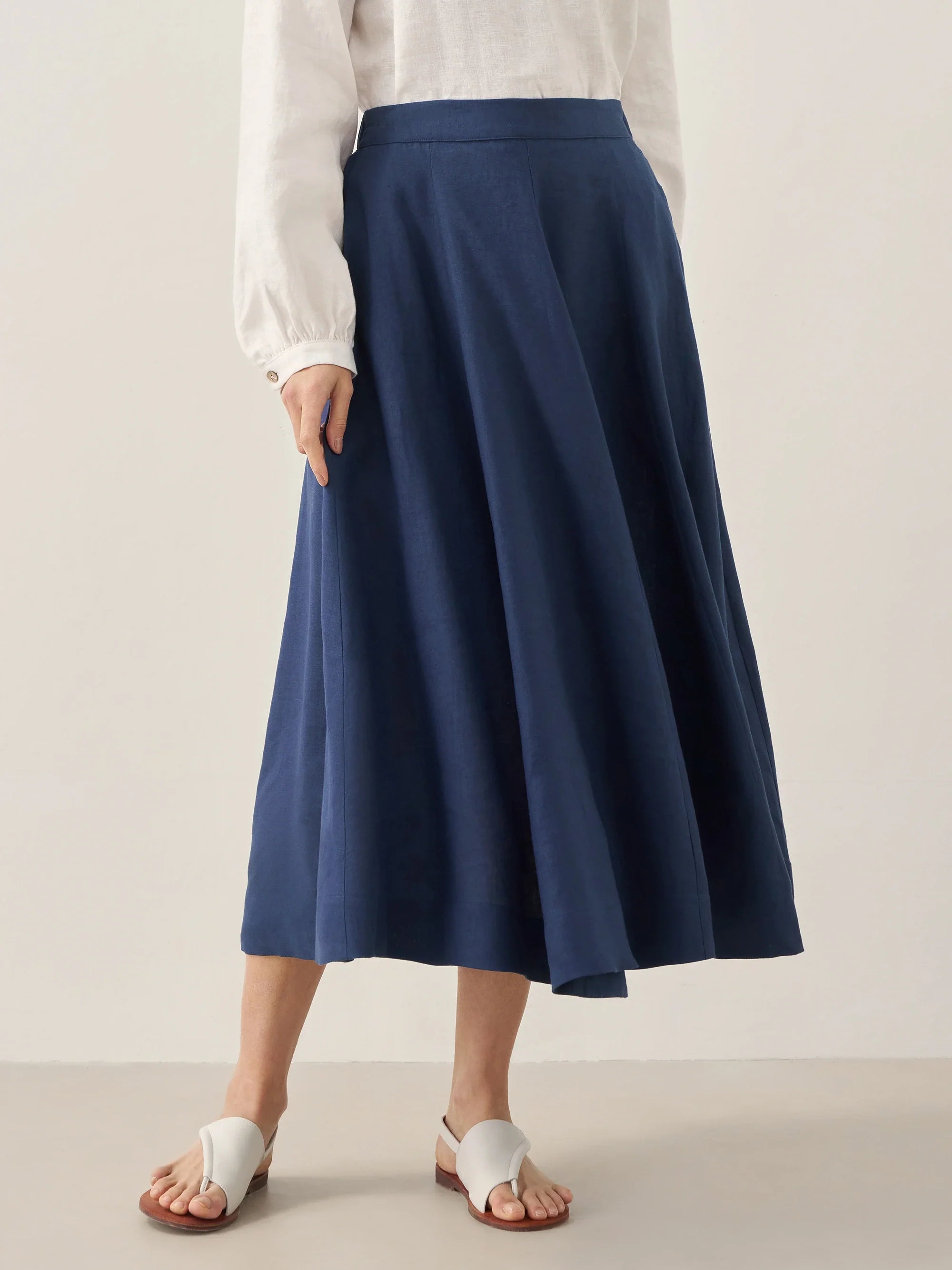 100% Linen A-Line Skirt JEMMA - BOTTOMS-Linen Skirts