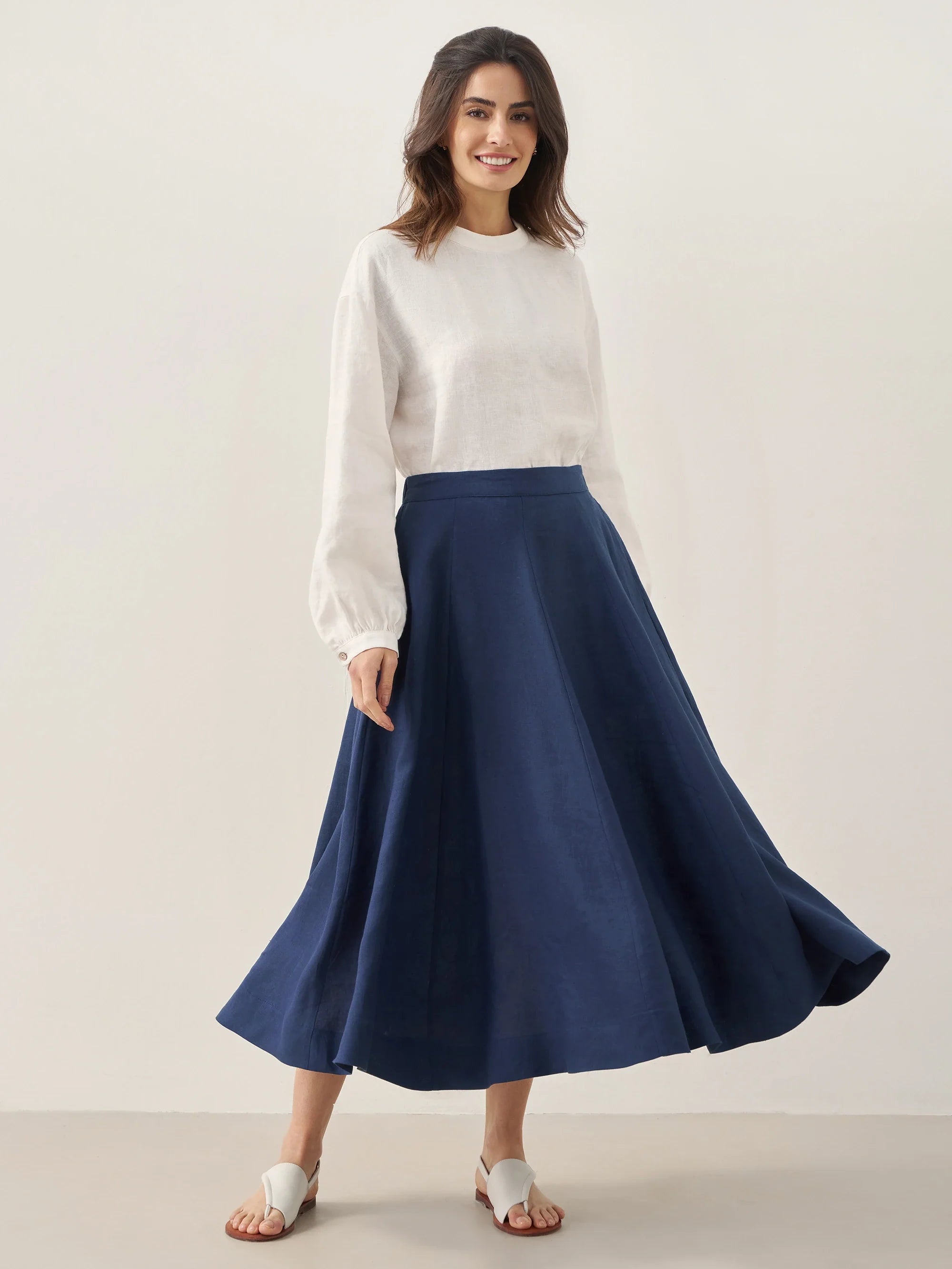 100% Linen A-Line Skirt JEMMA - BOTTOMS-Linen Skirts