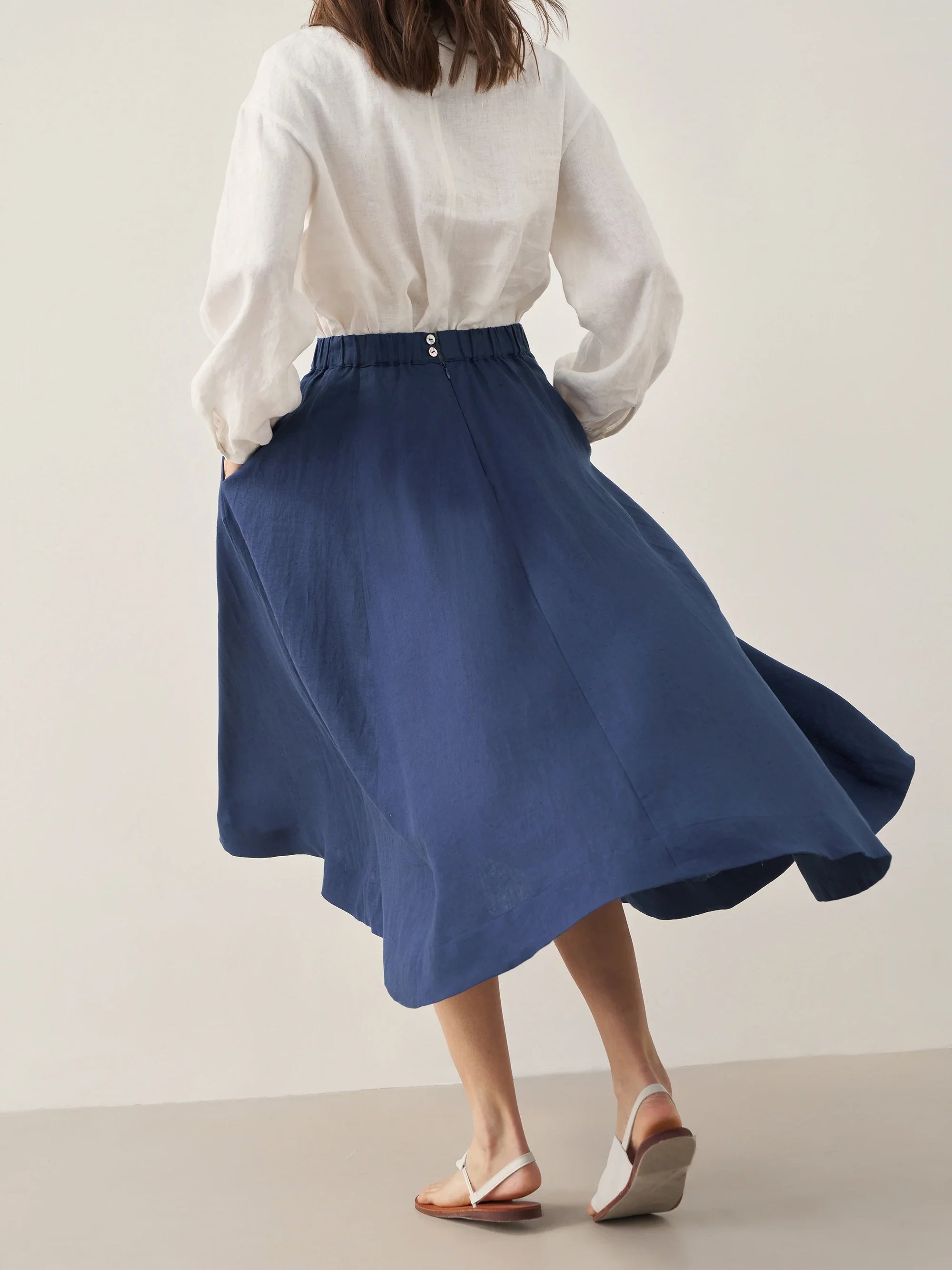 100% Linen A-Line Skirt JEMMA - BOTTOMS-Linen Skirts