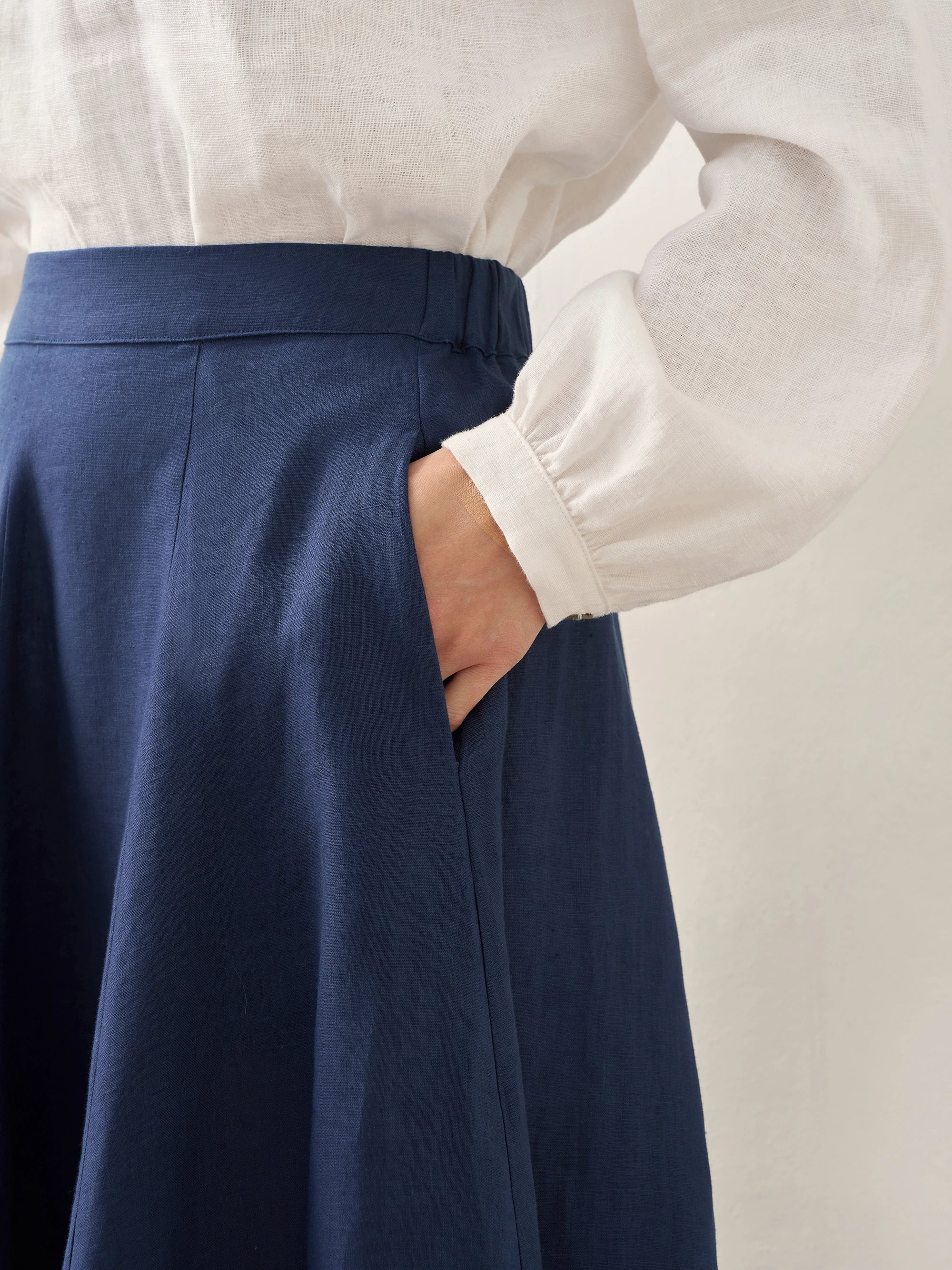 100% Linen A-Line Skirt JEMMA - BOTTOMS-Linen Skirts