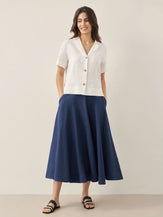 Chemise 100% lin boutonnée à manches courtes - HAUTS-chemises boutonnées en lin