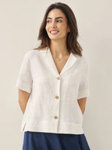 Chemise 100% lin boutonnée à manches courtes - HAUTS-chemises boutonnées en lin