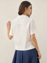 Chemise 100% lin boutonnée à manches courtes - HAUTS-chemises boutonnées en lin