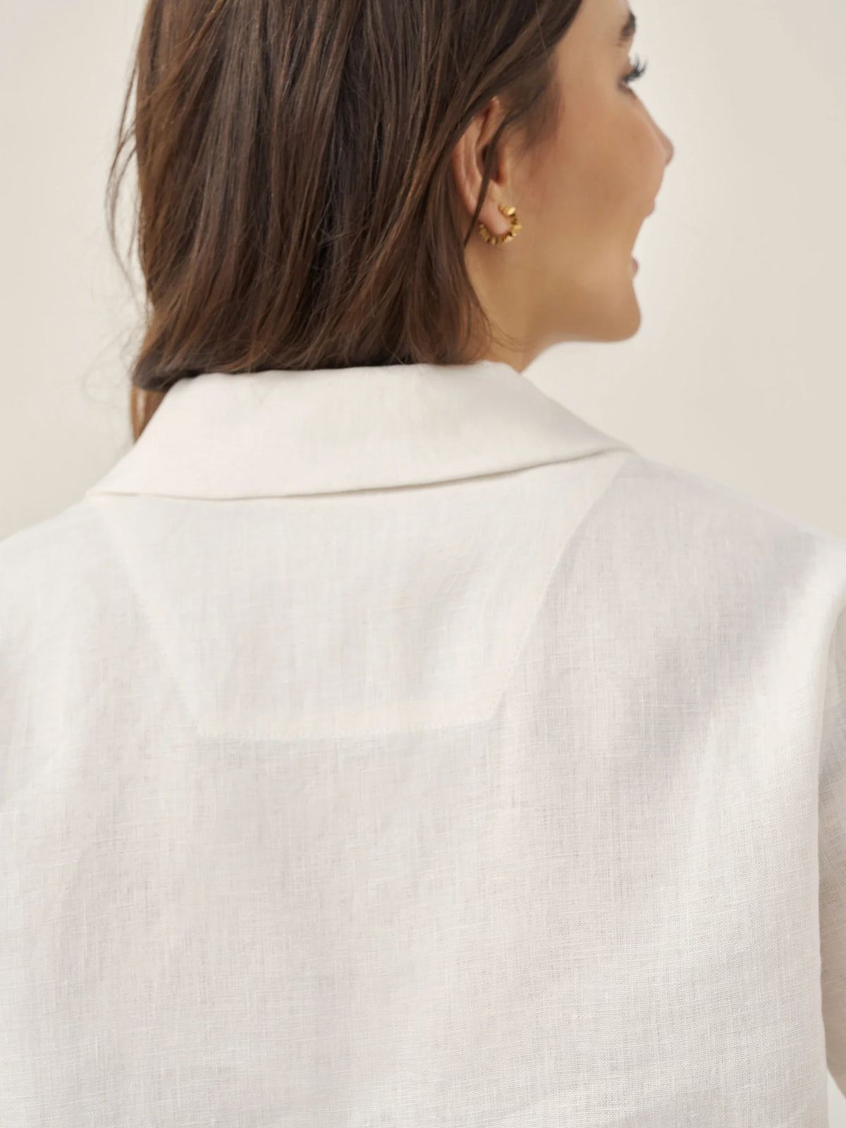 Chemise 100% lin boutonnée à manches courtes - HAUTS-chemises boutonnées en lin