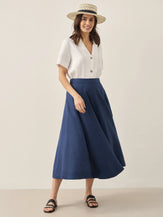 Chemise 100% lin boutonnée à manches courtes - HAUTS-chemises boutonnées en lin