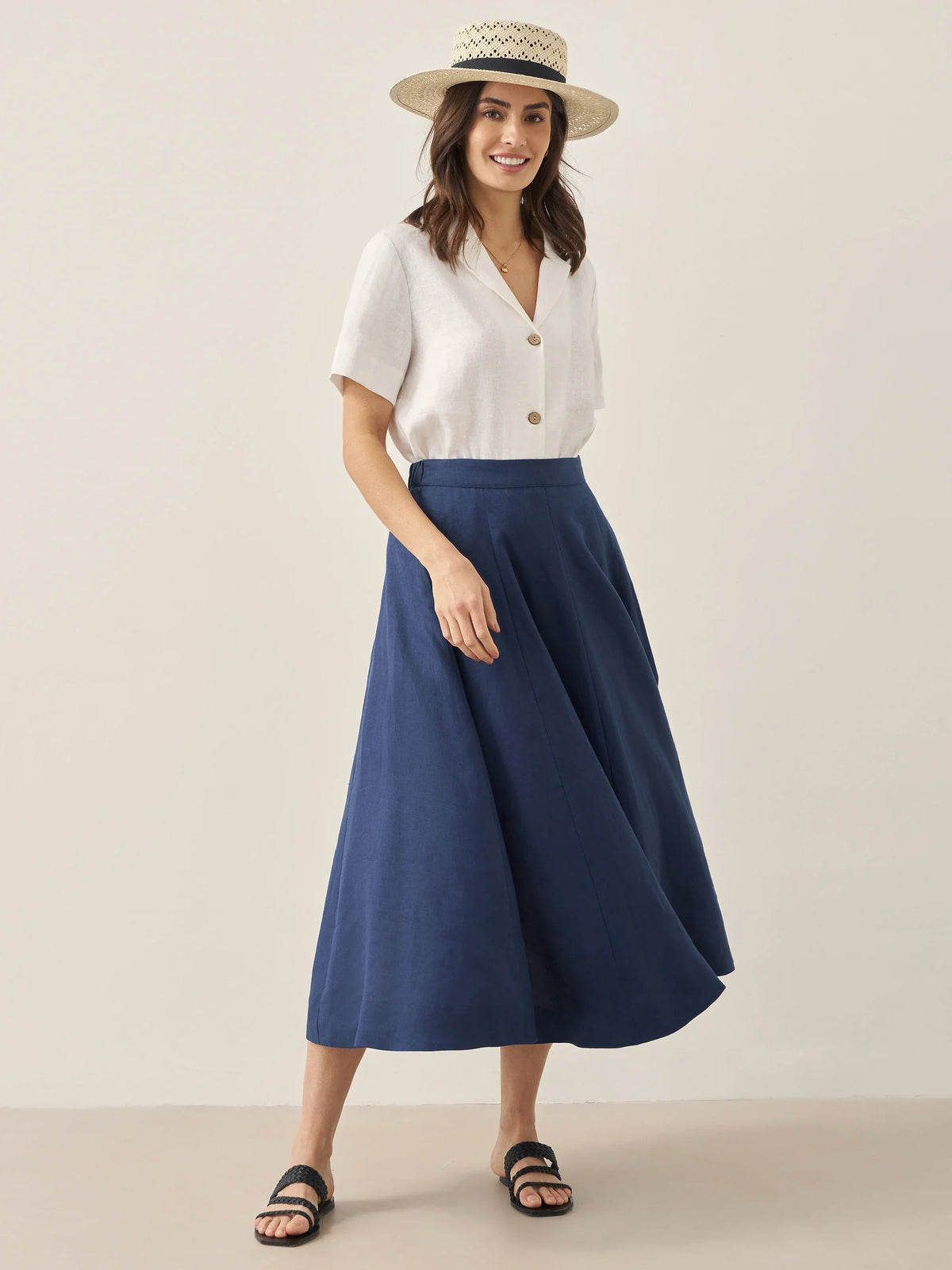 Chemise 100% lin boutonnée à manches courtes - HAUTS-chemises boutonnées en lin