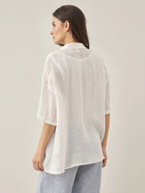 100% Linen Pocket Detail Button-Front Shirt CLARA by LINTICO for women