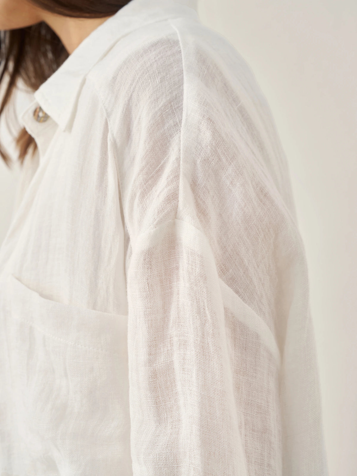 100% Linen Pocket Detail Button-Front Shirt CLARA by LINTICO for women