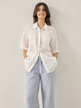 100% Linen Pocket Detail Button-Front Shirt CLARA by LINTICO for women