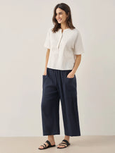 Linen Straight-Leg Pants with Patch Pockets JOCIE - BOTTOMS-Linen