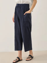 Linen Straight-Leg Pants with Patch Pockets JOCIE - BOTTOMS-Linen