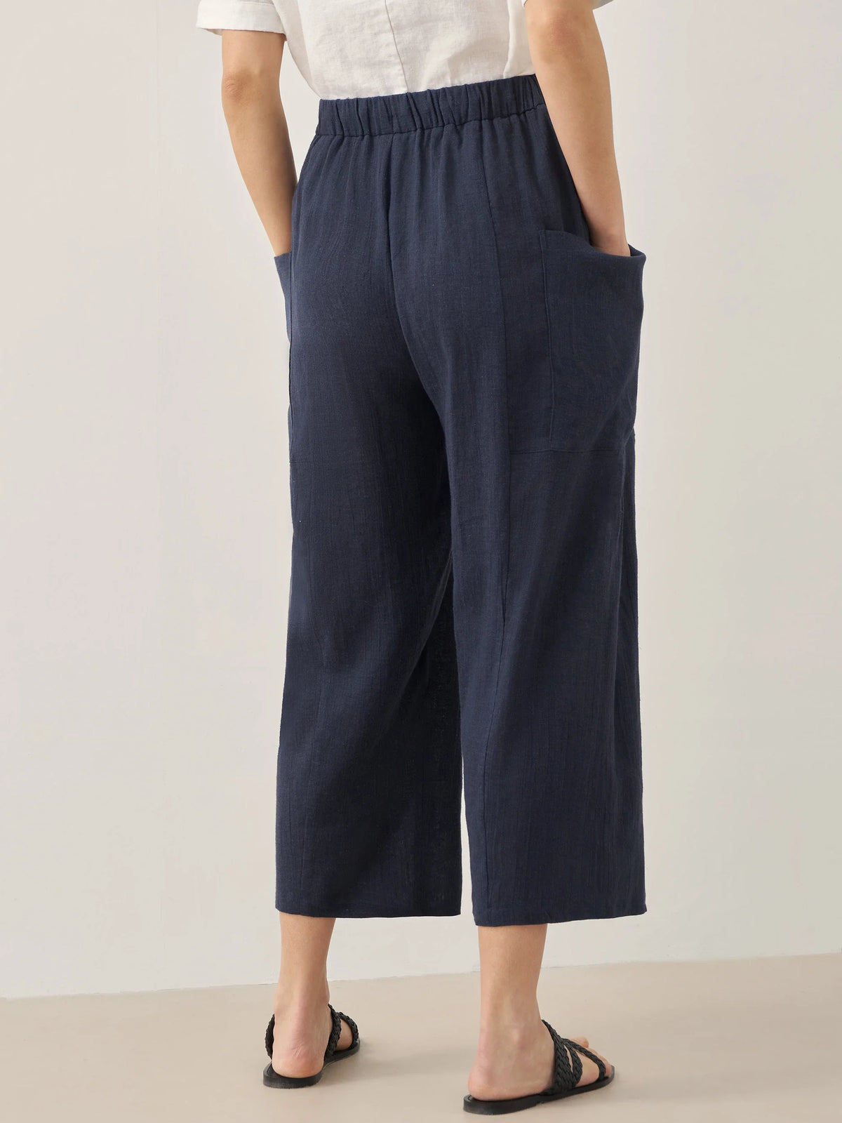 Linen Straight-Leg Pants with Patch Pockets JOCIE - BOTTOMS-Linen