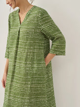 Robe midi 100% lin à pois et col V LIRA - ROBES-Lin