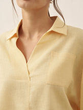 Linen Oversized Fit Pocket Shirt ELOWEN by LINTICO for women