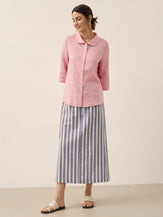 Linen Striped Drawstring Skirt ELISE by LINTICO for women