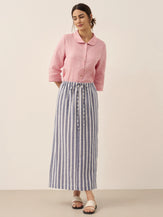 Linen Striped Drawstring Skirt ELISE by LINTICO for women