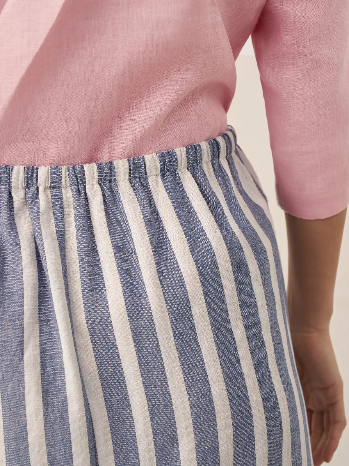 Linen Striped Drawstring Skirt ELISE by LINTICO for women