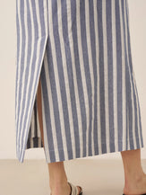 Linen Striped Drawstring Skirt ELISE by LINTICO for women