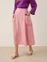 Linen-Cotton Elastic Waist Skirt MARINA by LINTICO for women