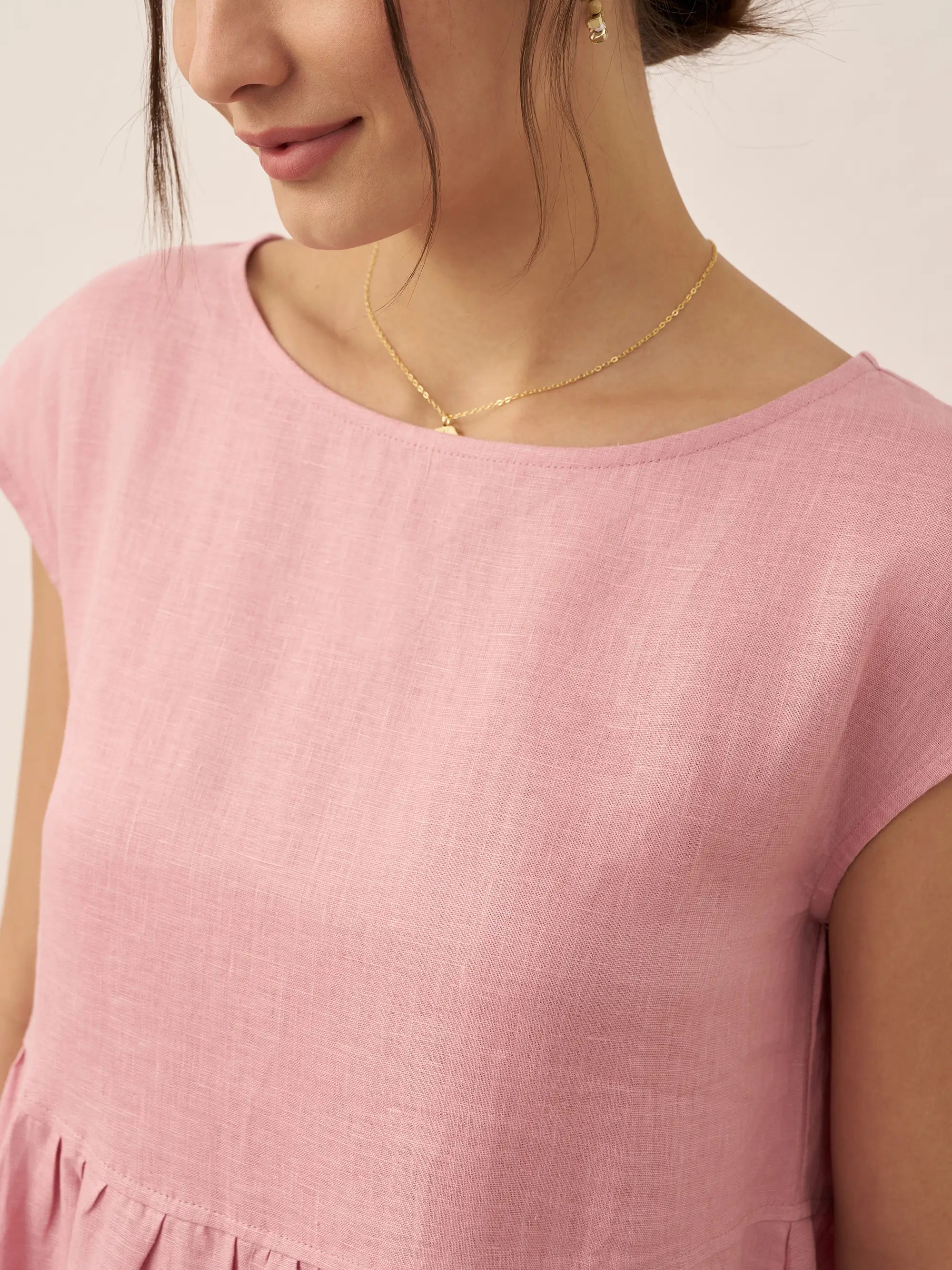 100% Linen Cap Sleeve Washed Maxi Dress JOAN