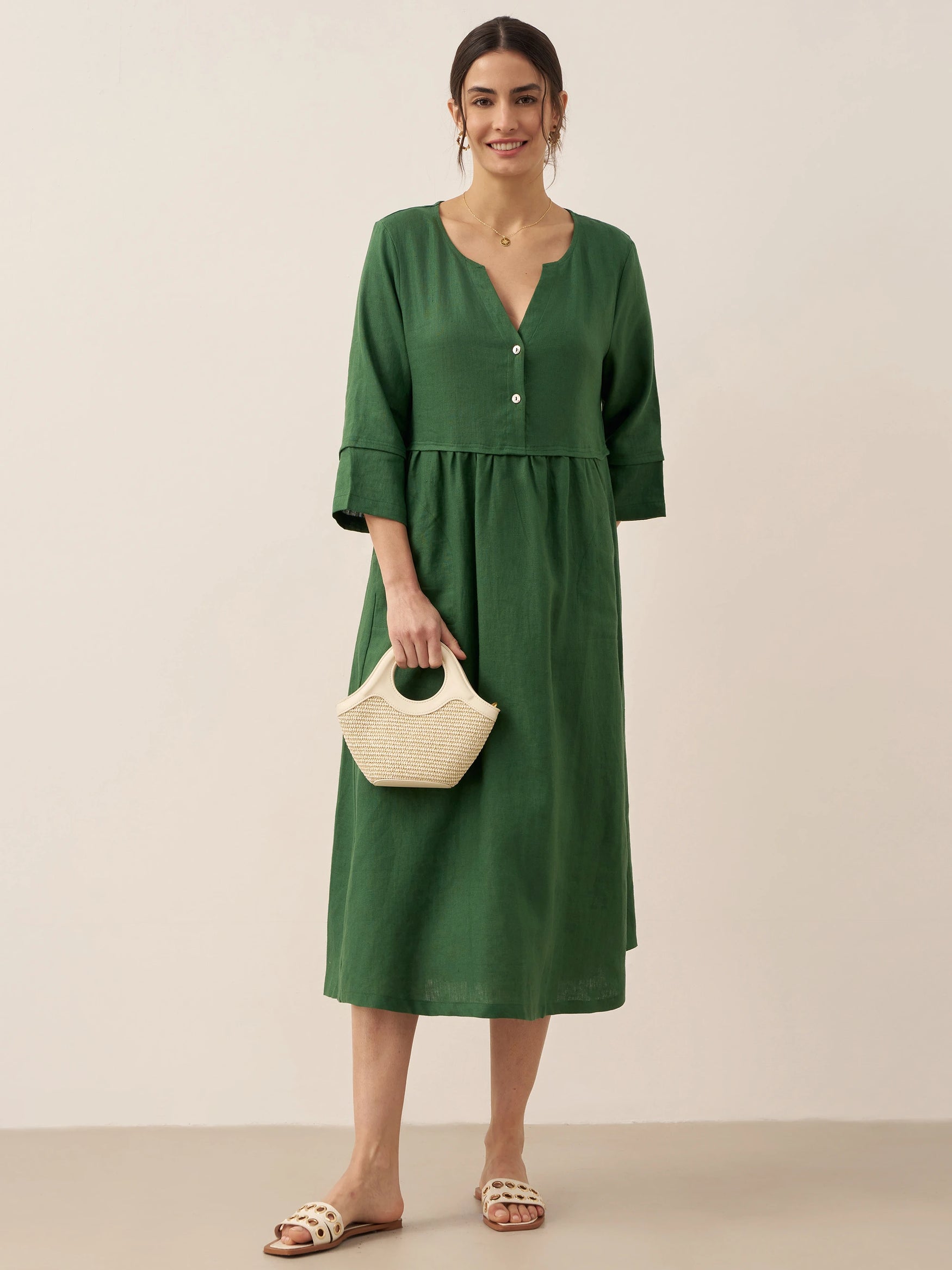 LINTICO women's linen outfit with maxi dress and midi dress