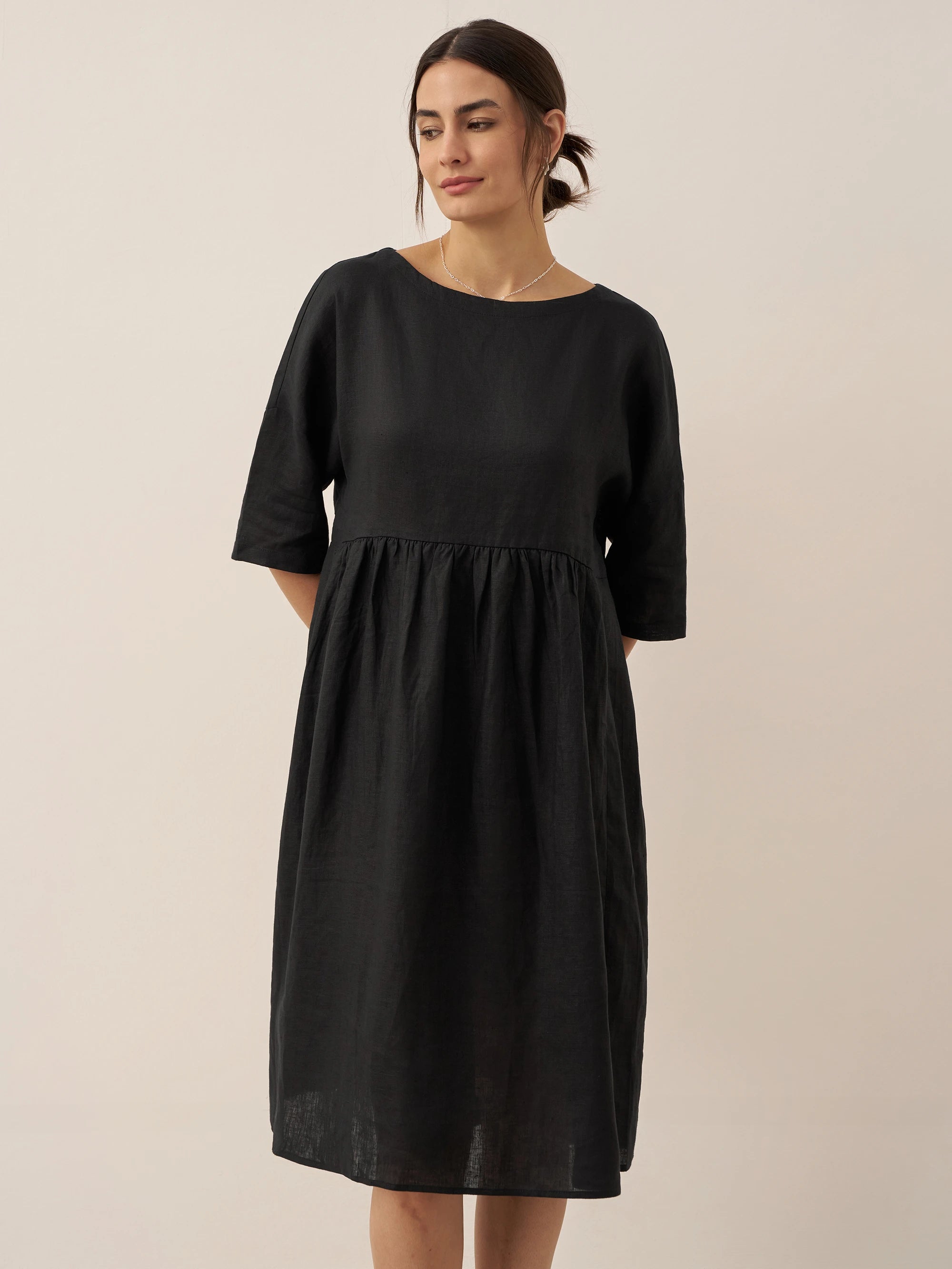 100% Linen A-Line Midi Dress VALENCIA