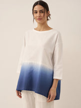 Linen White Boat Neck Oversized Top AVA by LINTICO for women