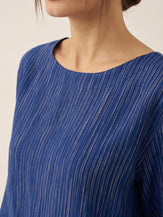 100% Linen Round Neck Artistic Stripe Top FLORENCE by LINTICO for women