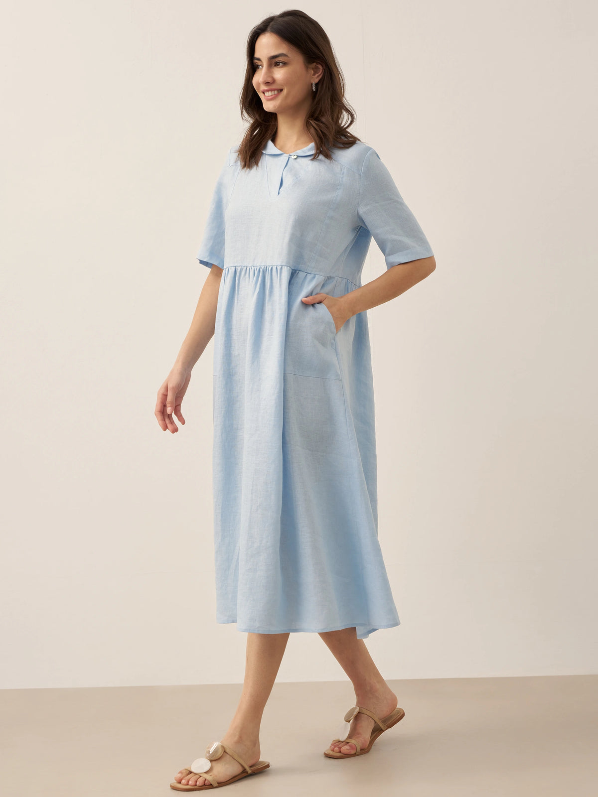 LINTICO women's linen outfit with maxi dress and midi dress