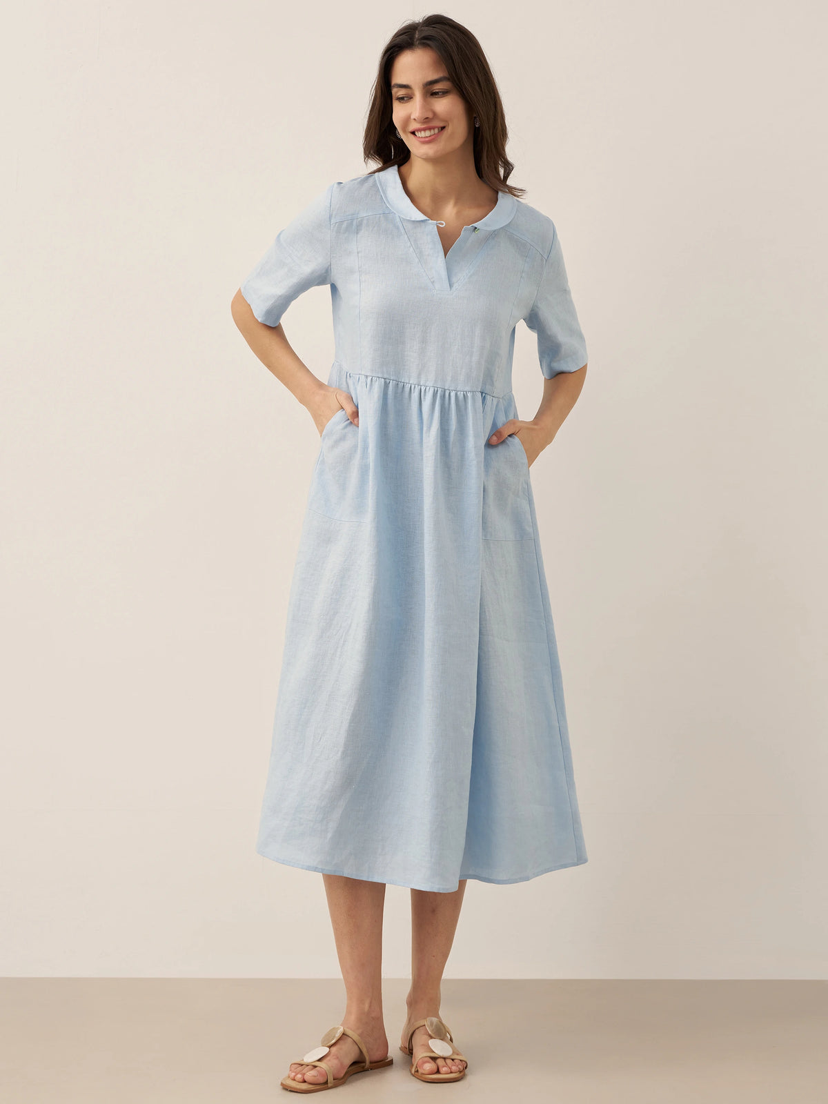 LINTICO women's linen outfit with maxi dress and midi dress