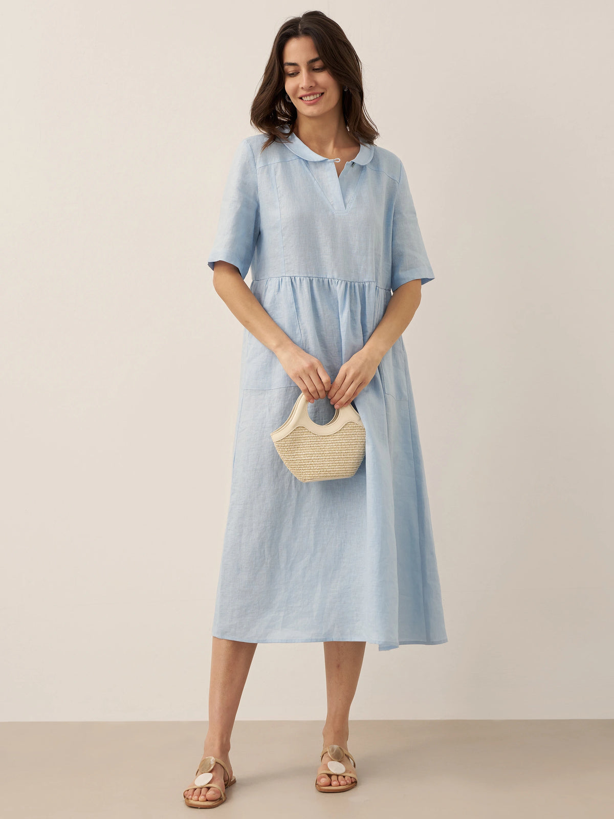 LINTICO women's linen outfit with maxi dress and midi dress