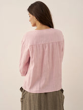 100% Linen Button-Front Drop Shoulder Shirt EASTER by LINTICO for women