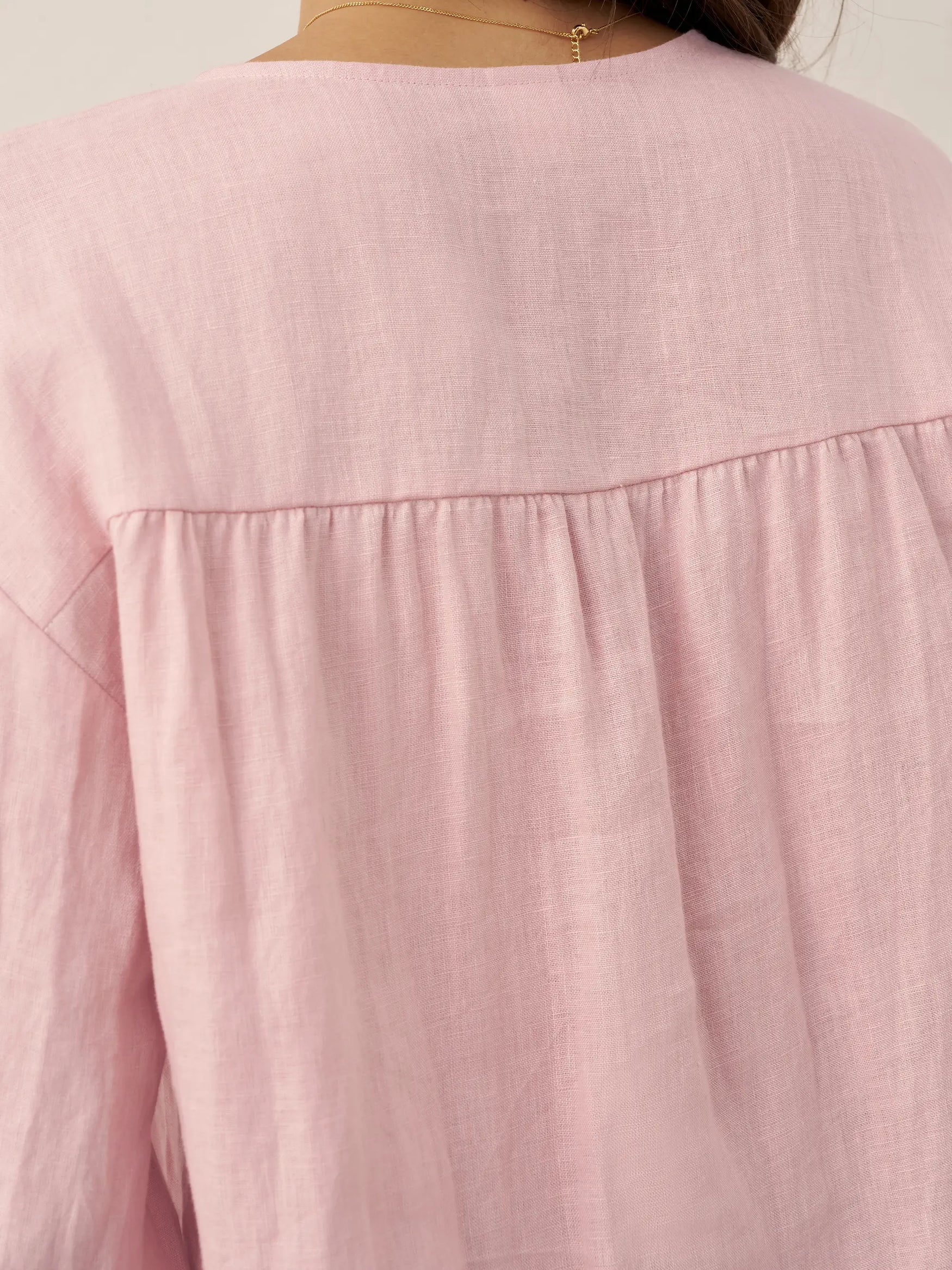 100% Linen Button-Front Drop Shoulder Shirt EASTER by LINTICO for women