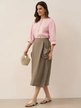 100% Linen Button-Front Drop Shoulder Shirt EASTER by LINTICO for women