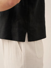 Chemise femme ORENDA boutonnée à manches courtes en 100% lin de LINTICO