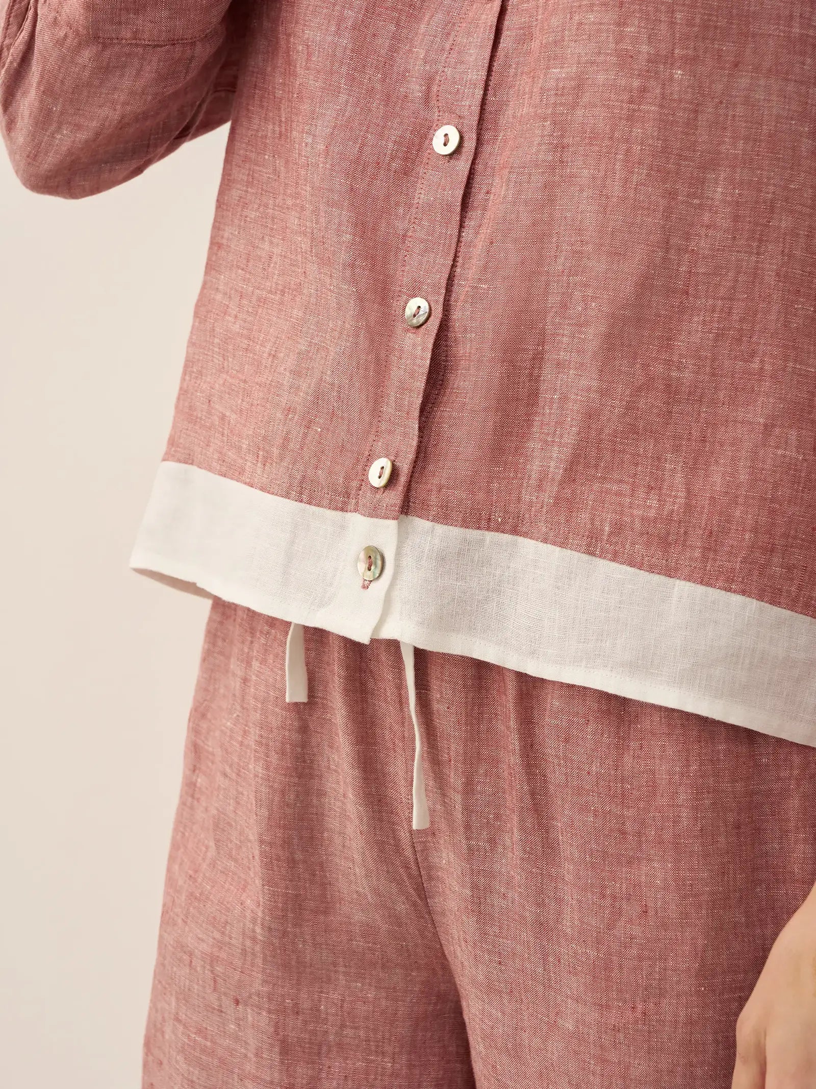 100% Linen Buttoned Closure Color-Blocked Shirt JANICE by LINTICO for women