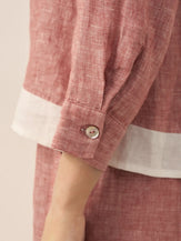 100% Linen Buttoned Closure Color-Blocked Shirt JANICE by LINTICO for women
