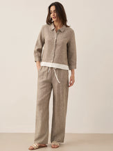 100% Linen Buttoned Closure Color-Blocked Shirt JANICE by LINTICO for women