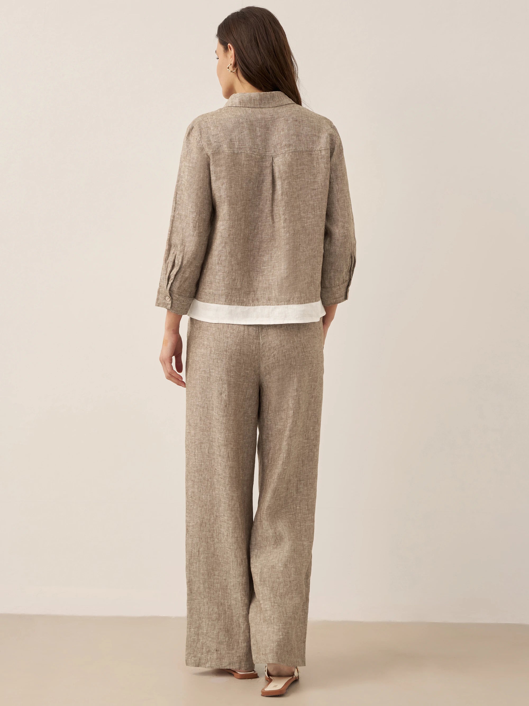 100% Linen Elastic Waist Straight-Leg Trousers JOURDAN